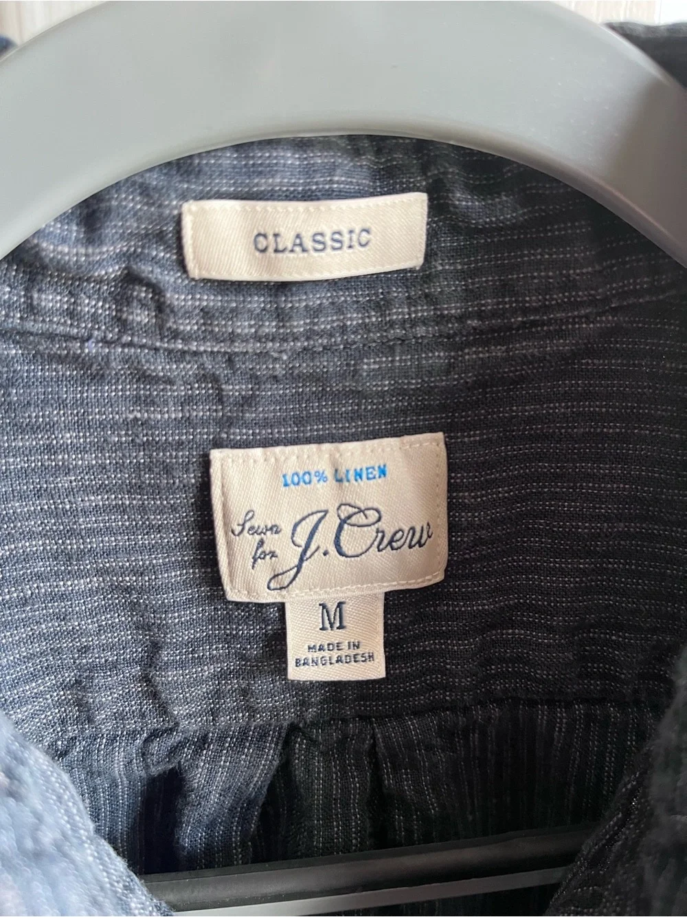 J.Crew 100% Linen Short Sleeve Button Up Shirt Men’s Medium Blue Classic Fit